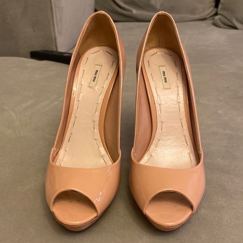 Beautiful MiuMiu heels. Barely worn. Nude pinky color.